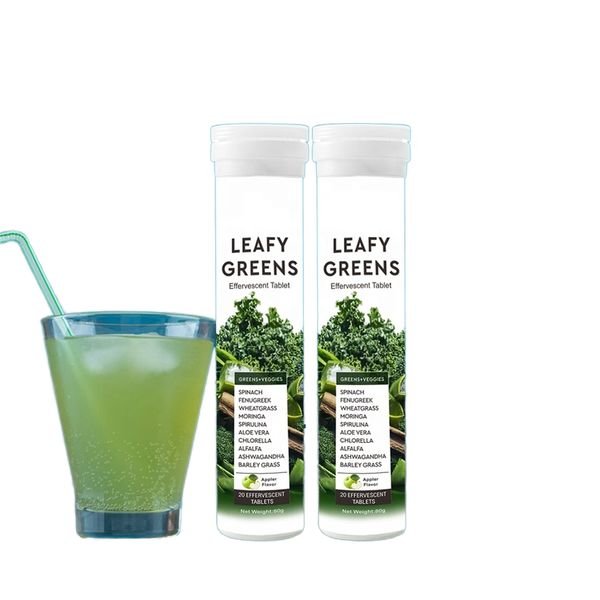 Factory Supply Nutrition Multivitamin Green Superfood Leafy Greens Vegetable Powder Effervescent Tablets for Health Support