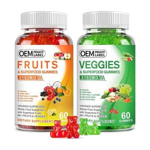 OEM/ODM Organic Fruits and Veggies Gummies Suger-free Supplement Gummies with 40+ Fruits Vegetables