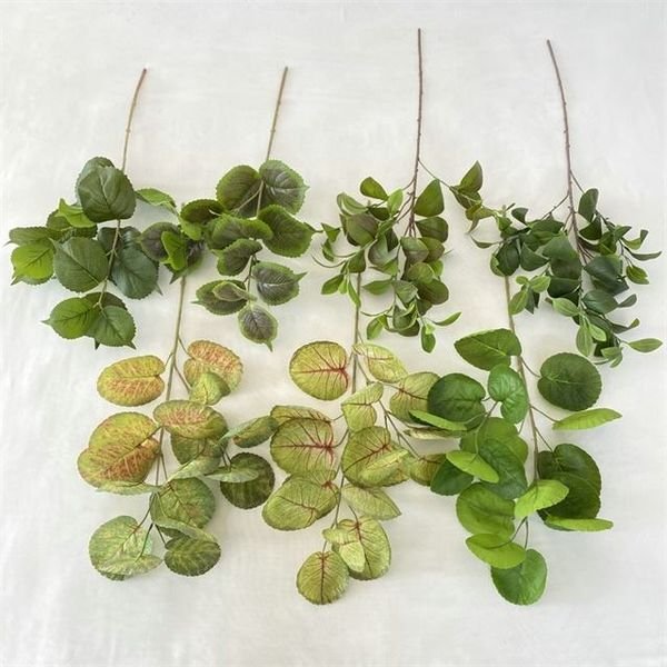 High Quality Artificial Real Touch Greenery Leaves Branch Green Hydrangea Leaf Stems for Wedding Home Party Table Decoration